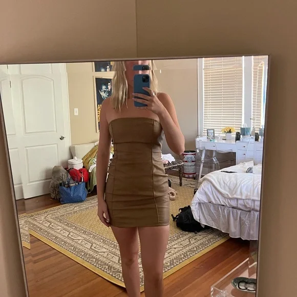 Dresses | Strapless Tanbrown Leather Dress | Poshmark Dresses | Strapless Tanbrown Leather Dress | Poshmark